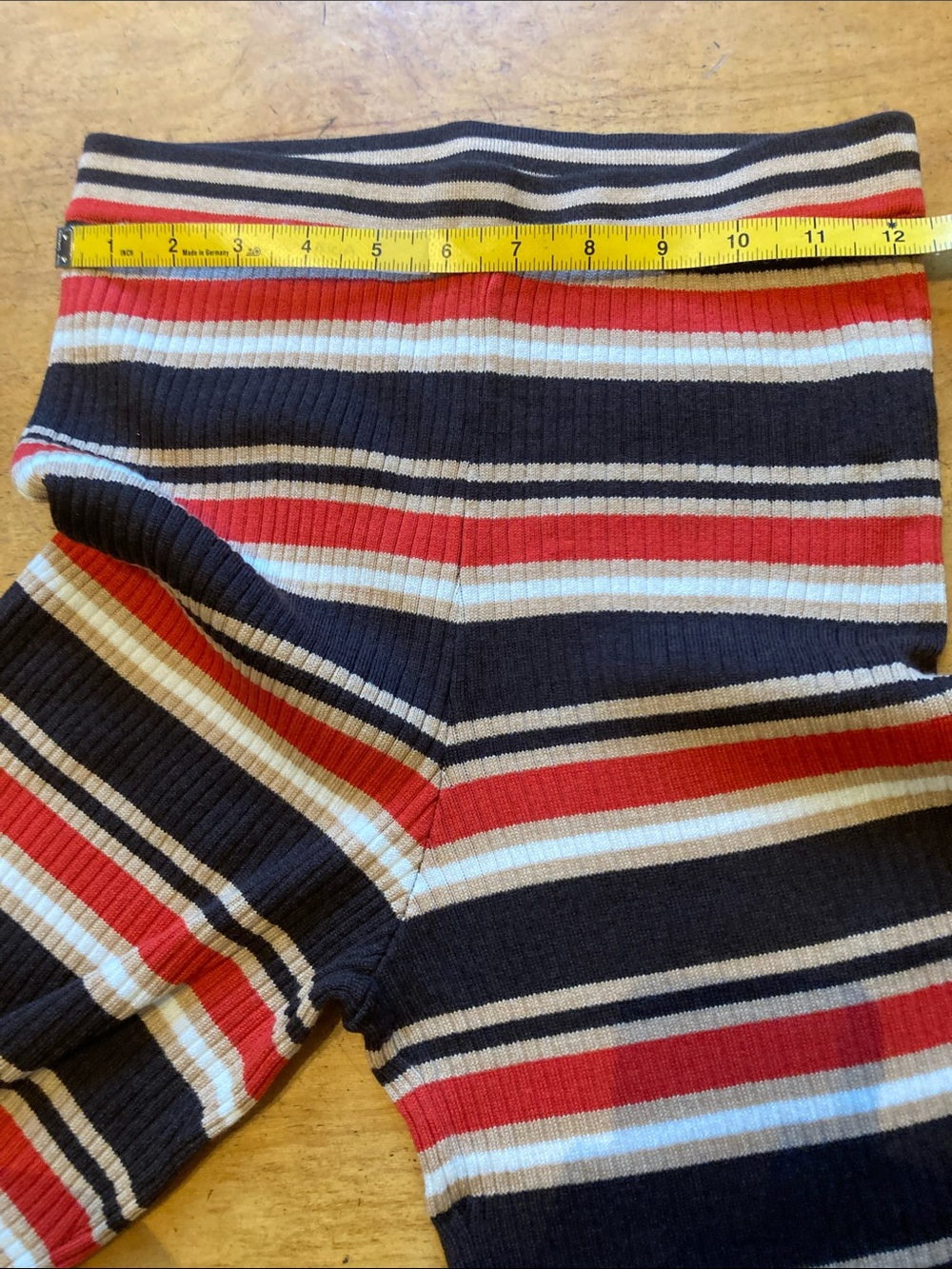 Striped Ribbed Boot-Cut Pants - Brown & Red - Picture 6 of 6